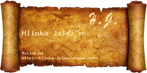 Hlinka Jolán névjegykártya